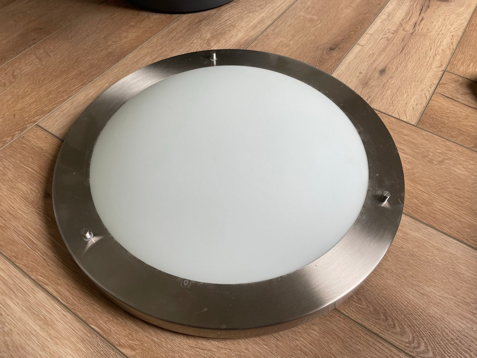 Qazqa Plafonnière 41 cm met 2 Philips SceneSwitch lampen, Zilver, Gebruikt, Qazqa, Modern