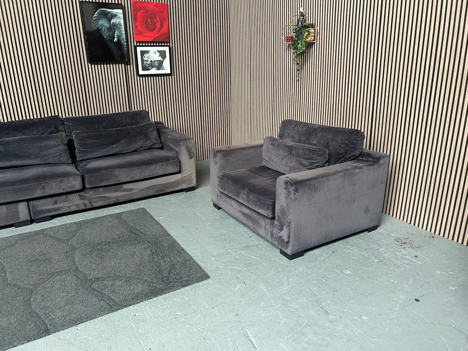 GRATIS LEVERING Set Banken Velvet Blauw 360X110 GEREINIGD, 300 cm of meer, Ophalen of Verzenden, Zo goed als nieuw, Rechte bank