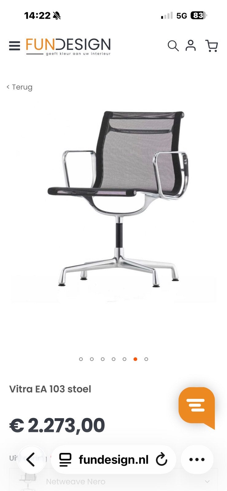 Vitra Eames ea108 ea 108 Draaibaar Netwave Chroom, Ophalen, Zwart, Zo goed als nieuw, Metaal