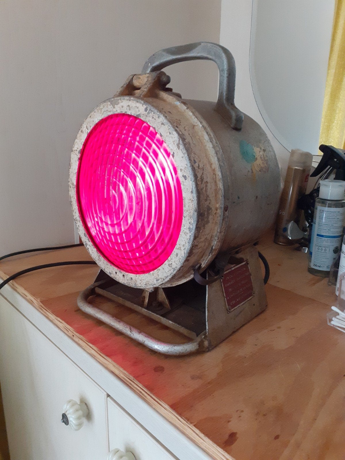 Oude Spoorweg Gevarenlamp - Prachtig Warm Licht, Ophalen of Verzenden