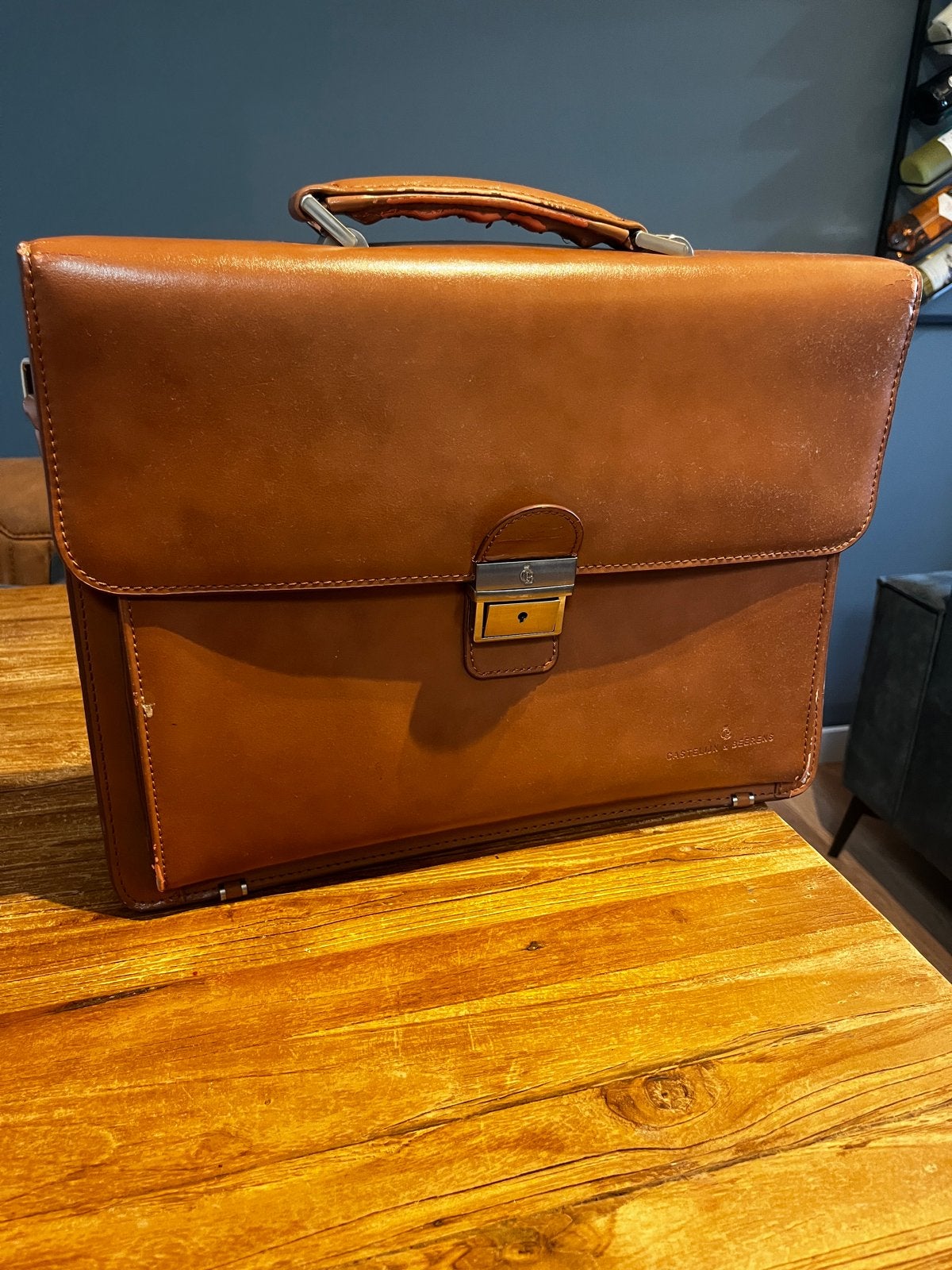 Leren Aktetas Castelijn & Beerens, 40 tot 60 cm, Gebruikt, 20 tot 30 cm, Bruin