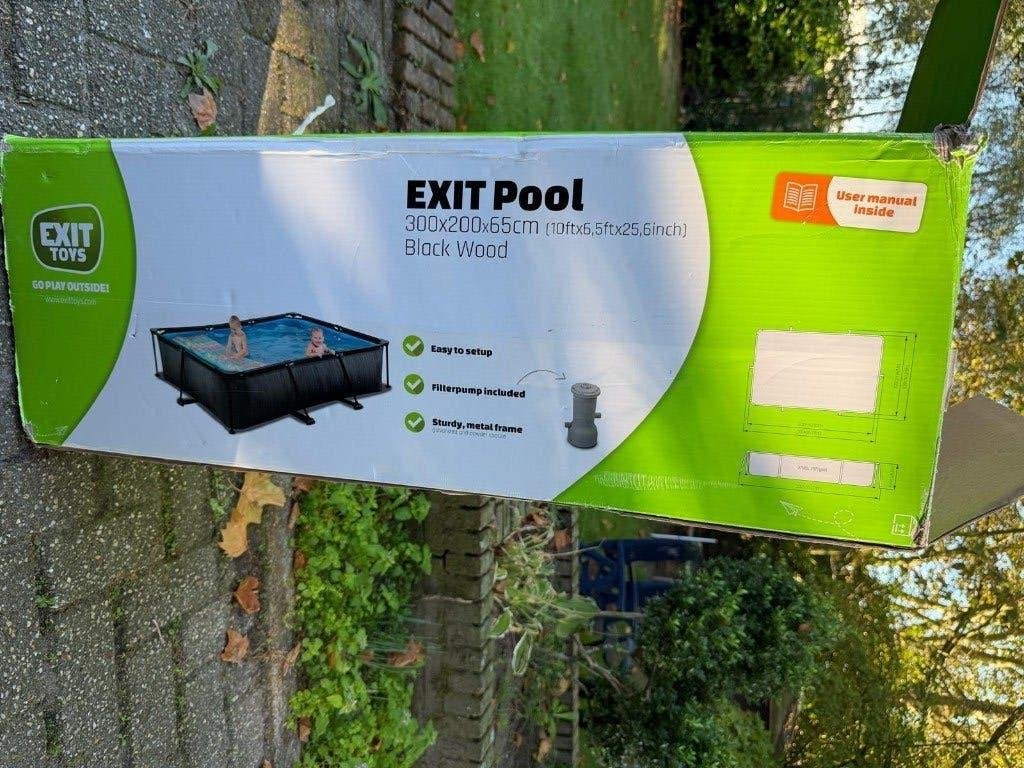EXIT Pool Black Wood 300x200x65cm Opzetzwembad, Ophalen, Nieuw, Opzetzwembad, 200 tot 400 cm