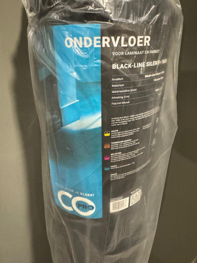 2x Nieuwe ondervloer Black-Line Silent+ 10dB – 10m², Huis en Inrichting, Stoffering | Vloerbedekking, Ophalen of Verzenden, Nieuw
