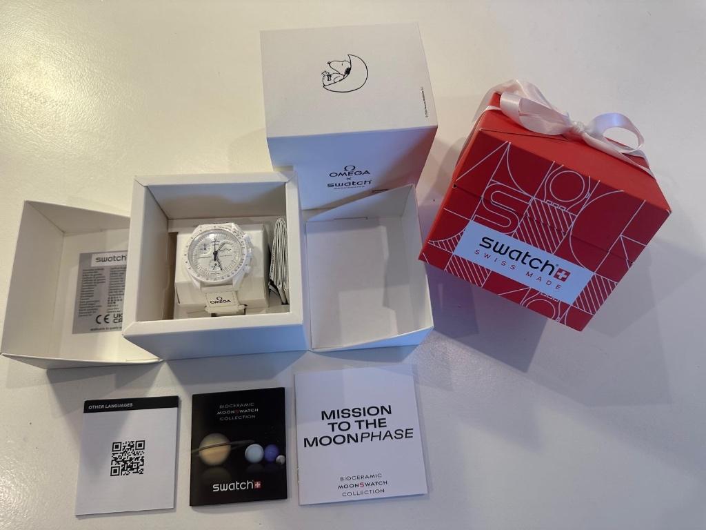 Omega Swatch Mission to the Moonphase Full Moon Snoopy, Kunststof, Polshorloge, Nieuw, Kunststof