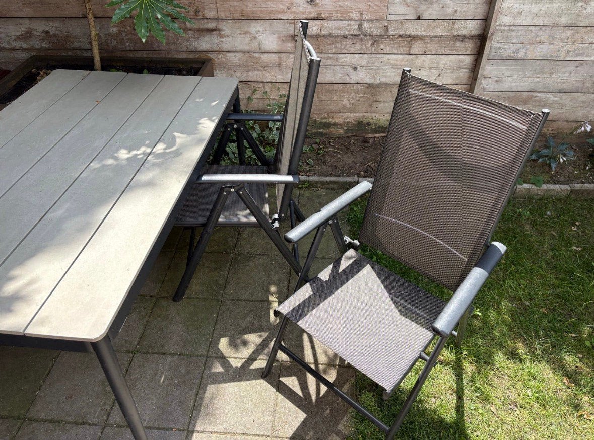Tuinset met tafel en 4 stoelen, Ophalen, Gebruikt, 6 zitplaatsen, Tuinset
