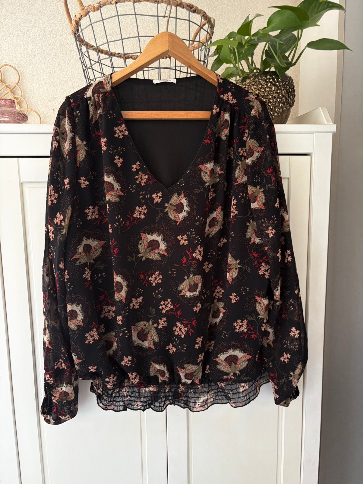 Paprika blouse maat 46/48, Ophalen of Verzenden, Zo goed als nieuw, Maat 46/48 (XL) of groter, Zwart
