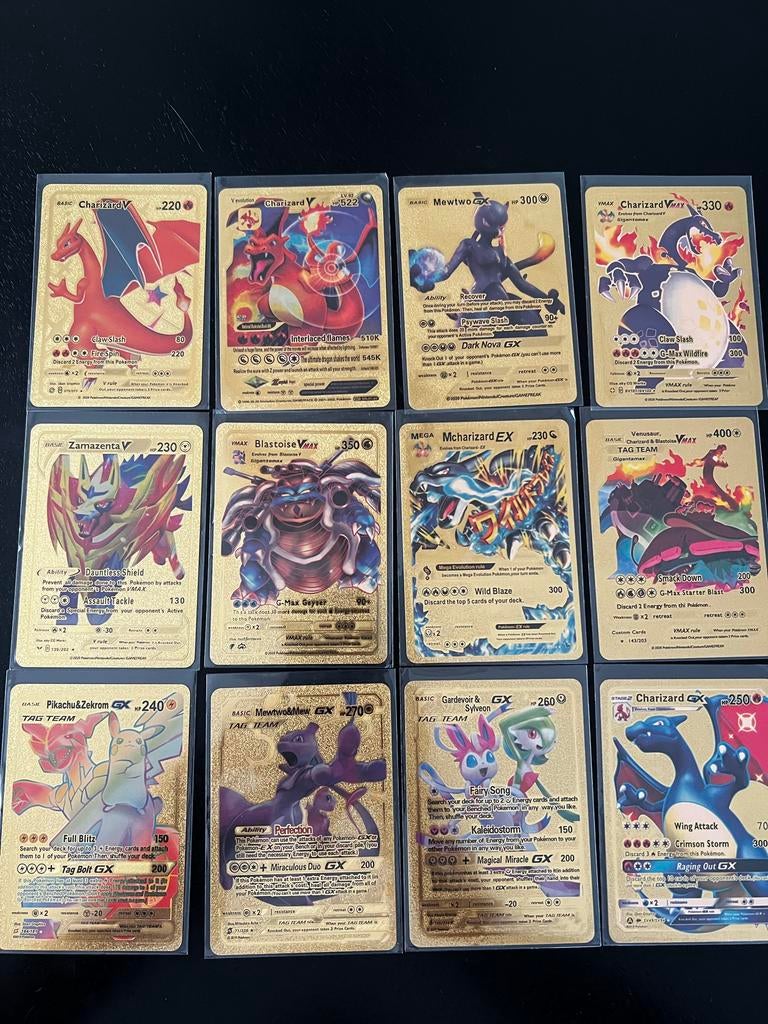 Gouden Pokémon Kaarten Collectie - Charizard, Mewtwo, Blasto, Ophalen of Verzenden, Zo goed als nieuw