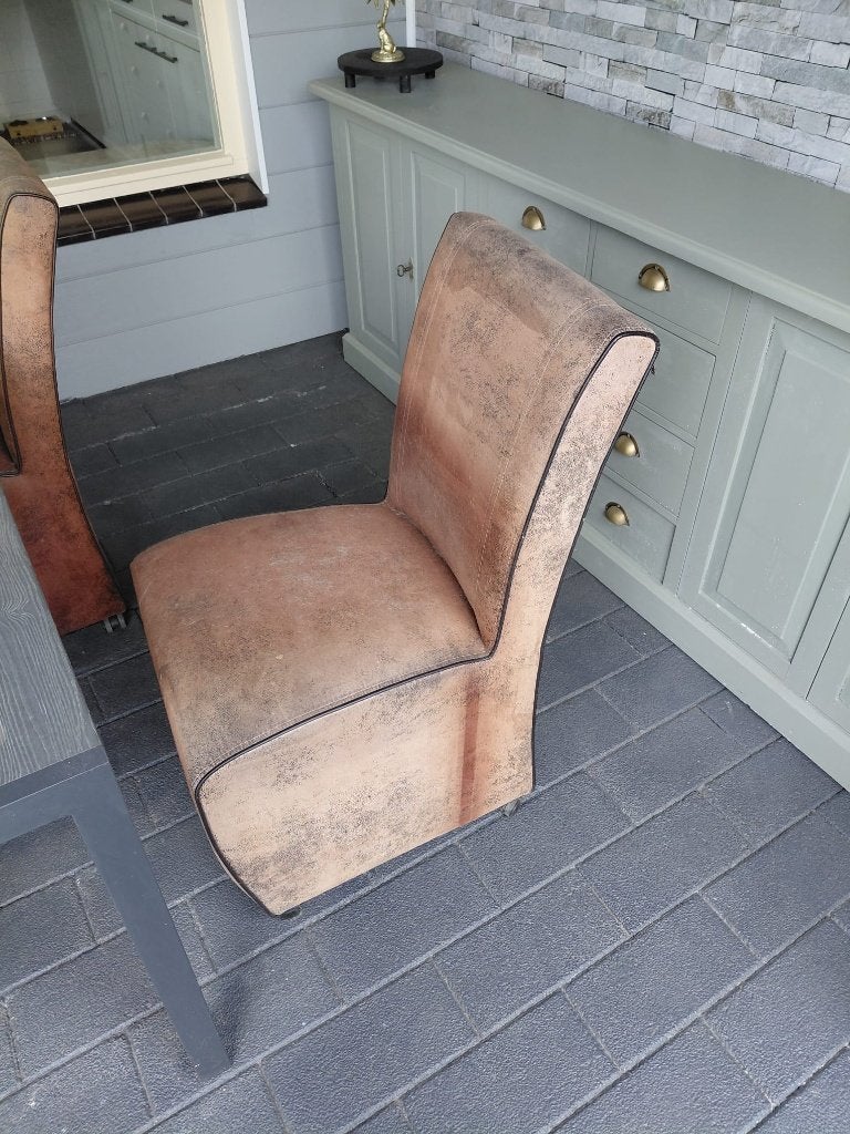 4 stoelen gratis!, Huis en Inrichting, Stoelen, Ophalen, Gebruikt, Bruin, Vier