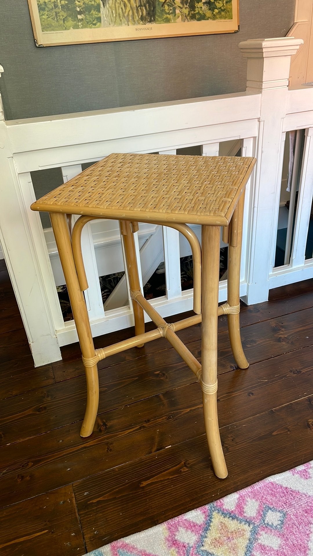 Vintage plantentafel, bamboe, Huis en Inrichting, Tafels | Bijzettafels, Ophalen, Zo goed als nieuw, Rechthoekig, Minder dan 55 cm