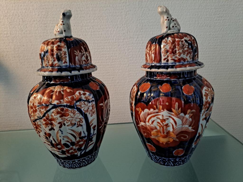 2 Antiek Chinese Japanse Imari porseleine vazen, Antiek en Kunst, Ophalen of Verzenden