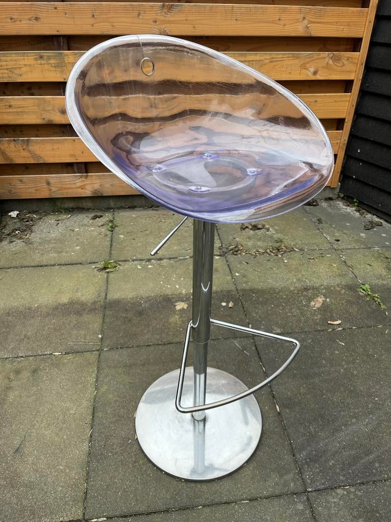 Pedrali barkruk gasgeveerd - transparant design, Ophalen, Kunststof, Gebruikt, In hoogte verstelbaar