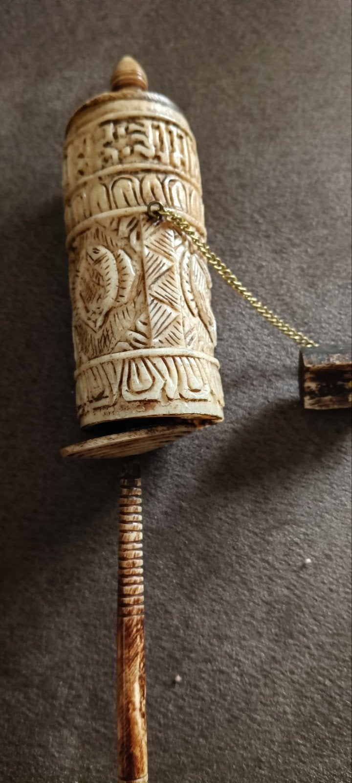Antieke Tibetaanse Gebedsmolen - Handgesneden, Antiek en Kunst, Ophalen of Verzenden