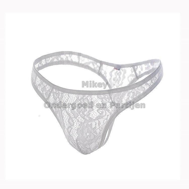 Kanten Heren String Wit maat M - L en XL (408), Kleding | Dames, Ondergoed en Lingerie, Mikey, Ophalen of Verzenden, Wit, Slip