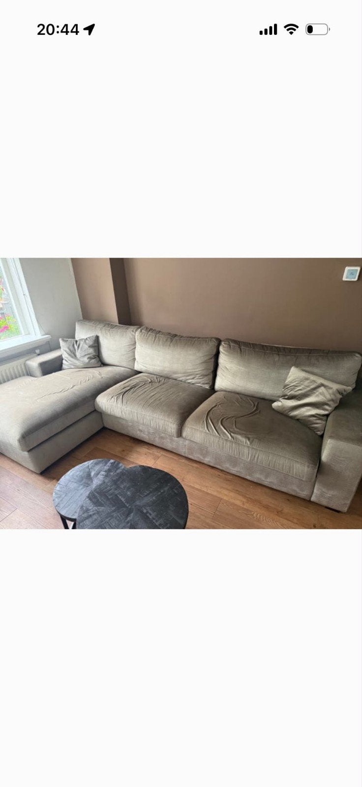 Ruime bank met liggedeelte., Huis en Inrichting, Ophalen, Overige materialen, Gebruikt, 300 cm of meer