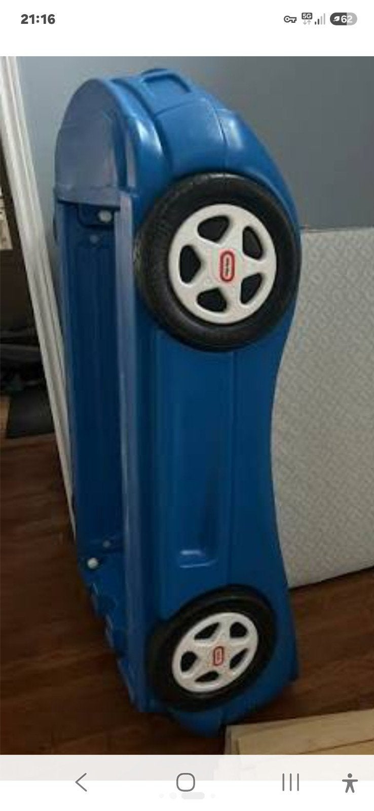 auto bed blauw 140 bij 80, Ophalen, Gebruikt, 140 tot 160 cm, 70 tot 85 cm