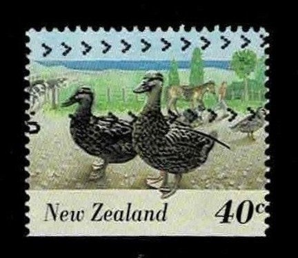 postzegel 1391 Nieuw-Zeeland dieren Eenden, Ophalen of Verzenden, Gestempeld