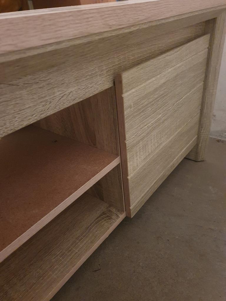 Eiken tv kast, Gebruikt, 100 tot 150 cm, Eikenhout, Ophalen of Verzenden