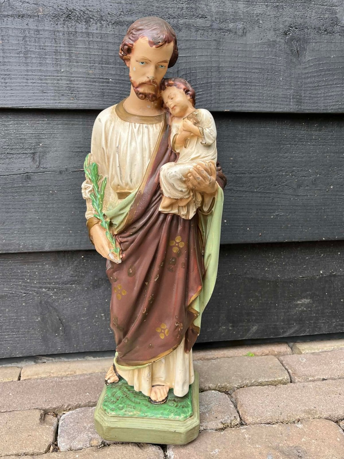 Vintage Religieus Beeld Jozef met Kind Jezus - 42cm, Ophalen of Verzenden