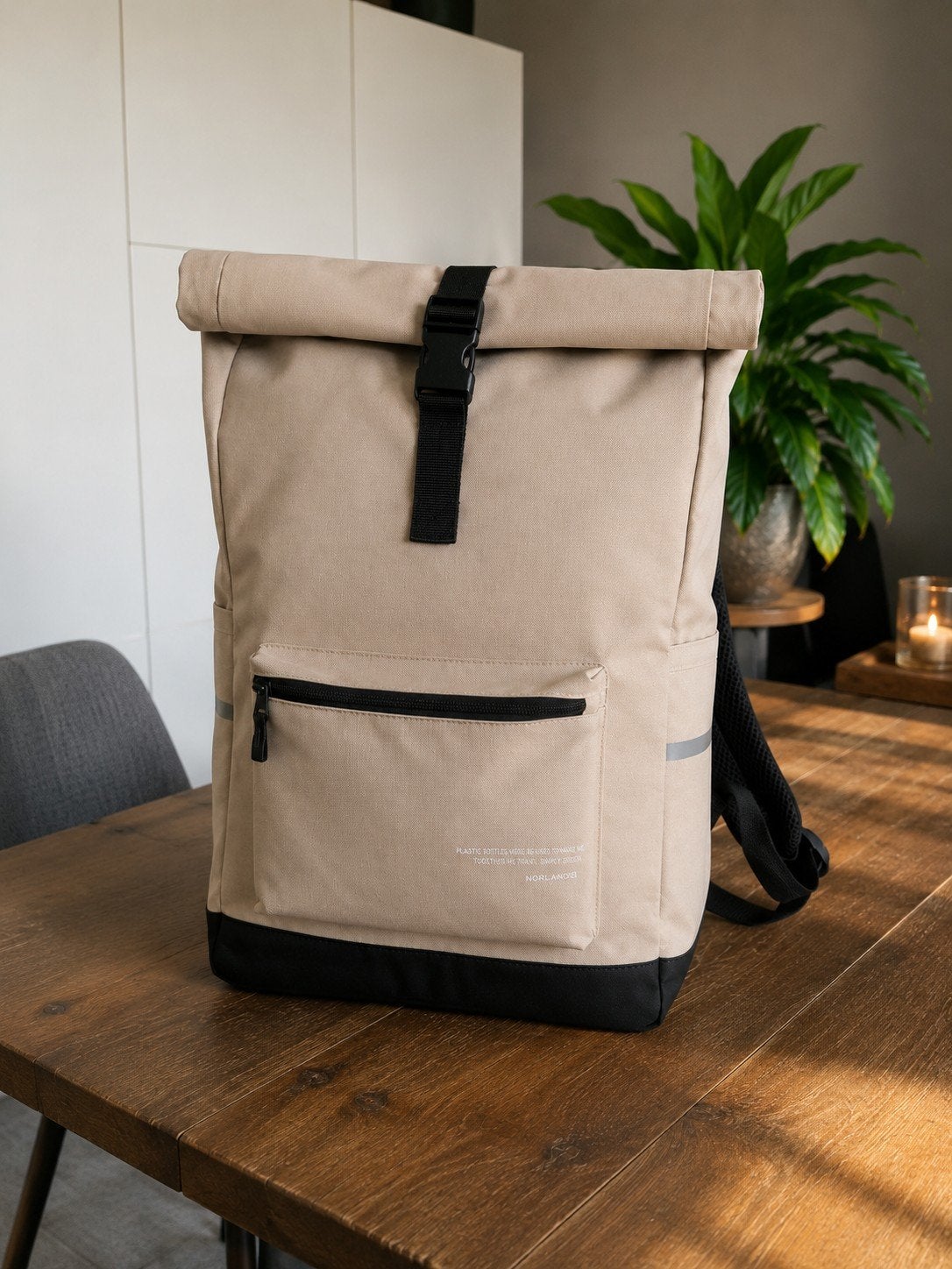 Norländer RPET Rolltop Rugzak Beige/Zwart Nooit gebruikt, Ophalen of Verzenden, Nieuw, Overige merken