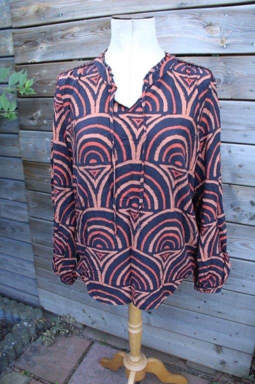 Tuniek zwart/ bruin/ rood Geisha mt XL/42 Vaste prijs, Geisha, Maat 42/44 (L), Ophalen of Verzenden, Zo goed als nieuw
