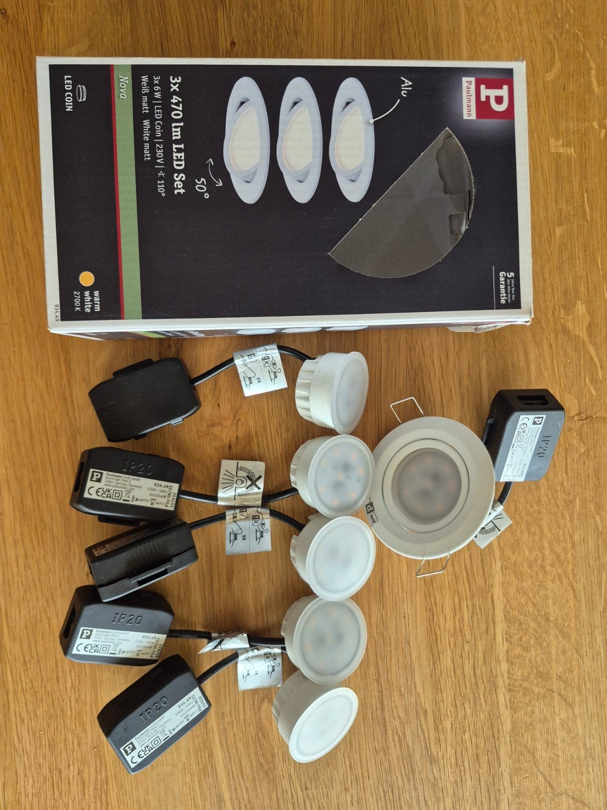 Paulmann Nova LED Coin Set - 3x 6W Warm Wit Inbouwspots, Metaal, Wit, Paulmann, Ophalen of Verzenden