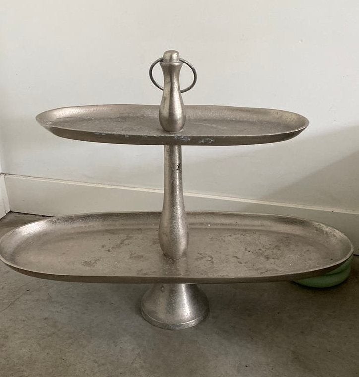 Landelijke XXL etagère- Riviera Maison stijl- zilverkleurig, Ophalen, Zo goed als nieuw, Etagère, Metaal