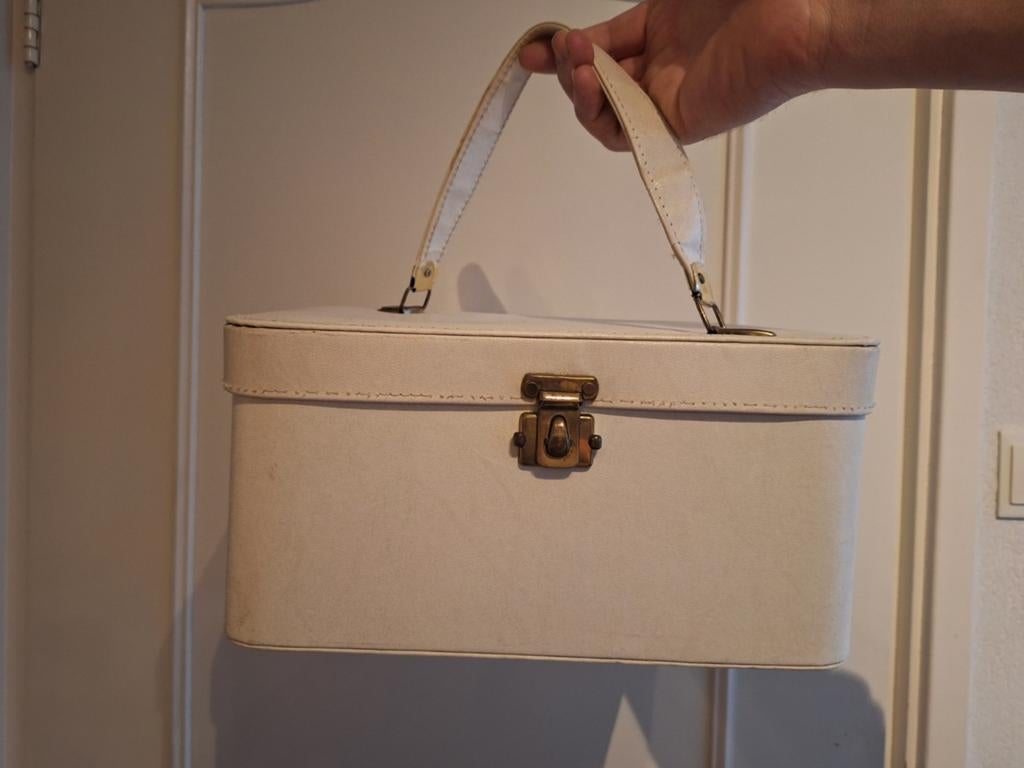 Leren vintage beautycase, Ophalen of Verzenden, Gebruikt, Bruin