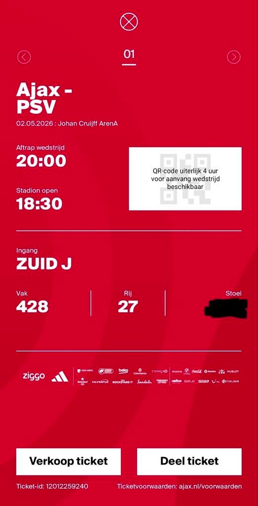 Ajax - PSV, Eén persoon, Mei