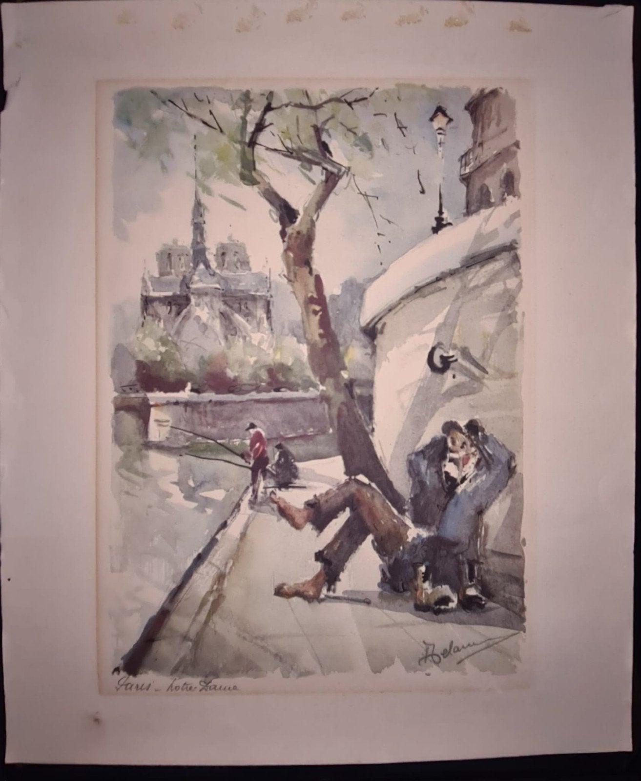 Aquarel van Lucien Delarue, Ophalen of Verzenden