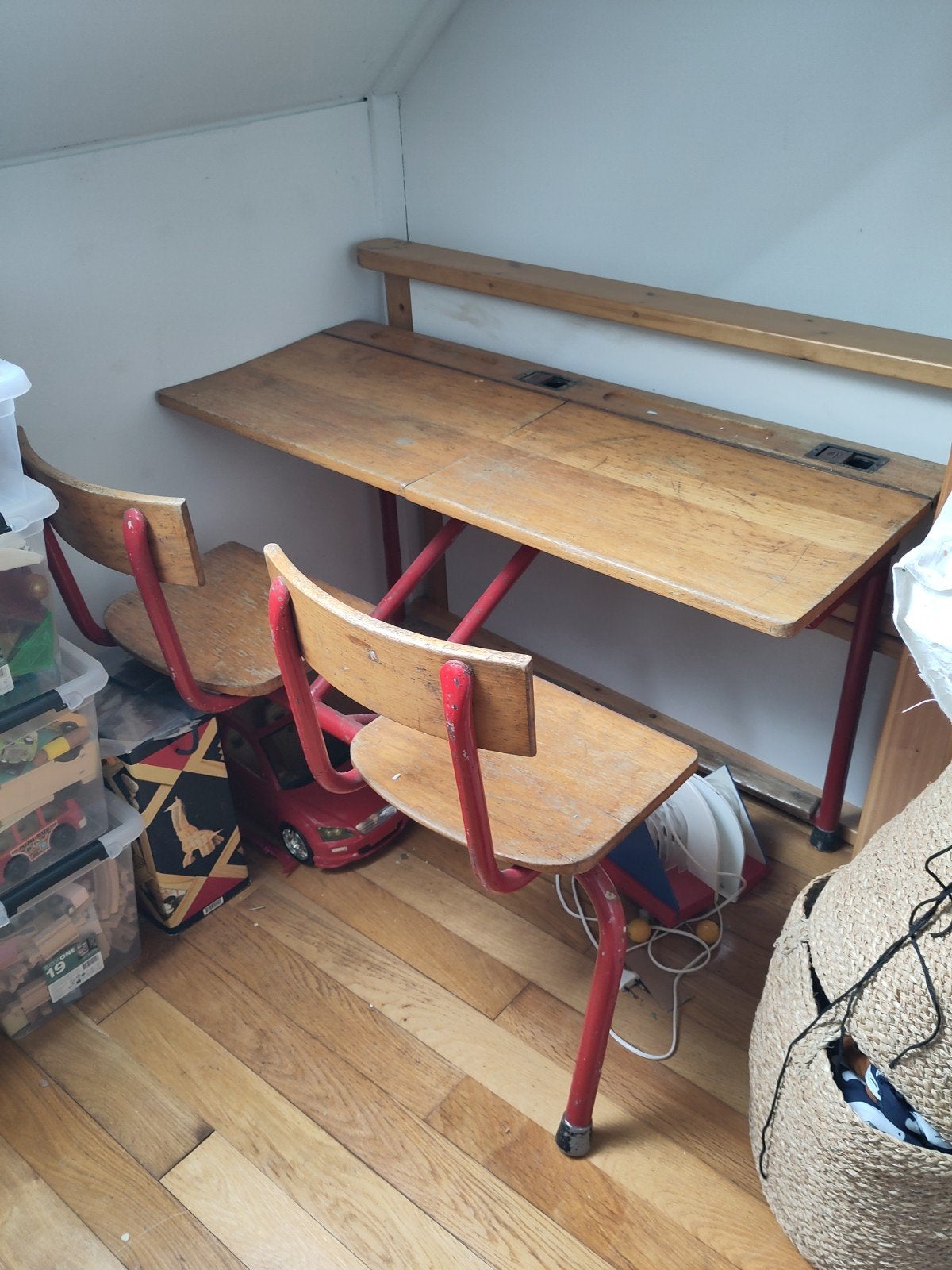 Vintage dubbel school bureau, Ophalen, Gebruikt