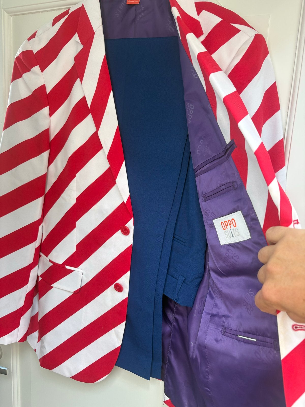 Opposuits Amerikaanse Vlag Pak, Kleding | Heren, Carnaval, Maat 48/50 (M), Ophalen of Verzenden, Zo goed als nieuw