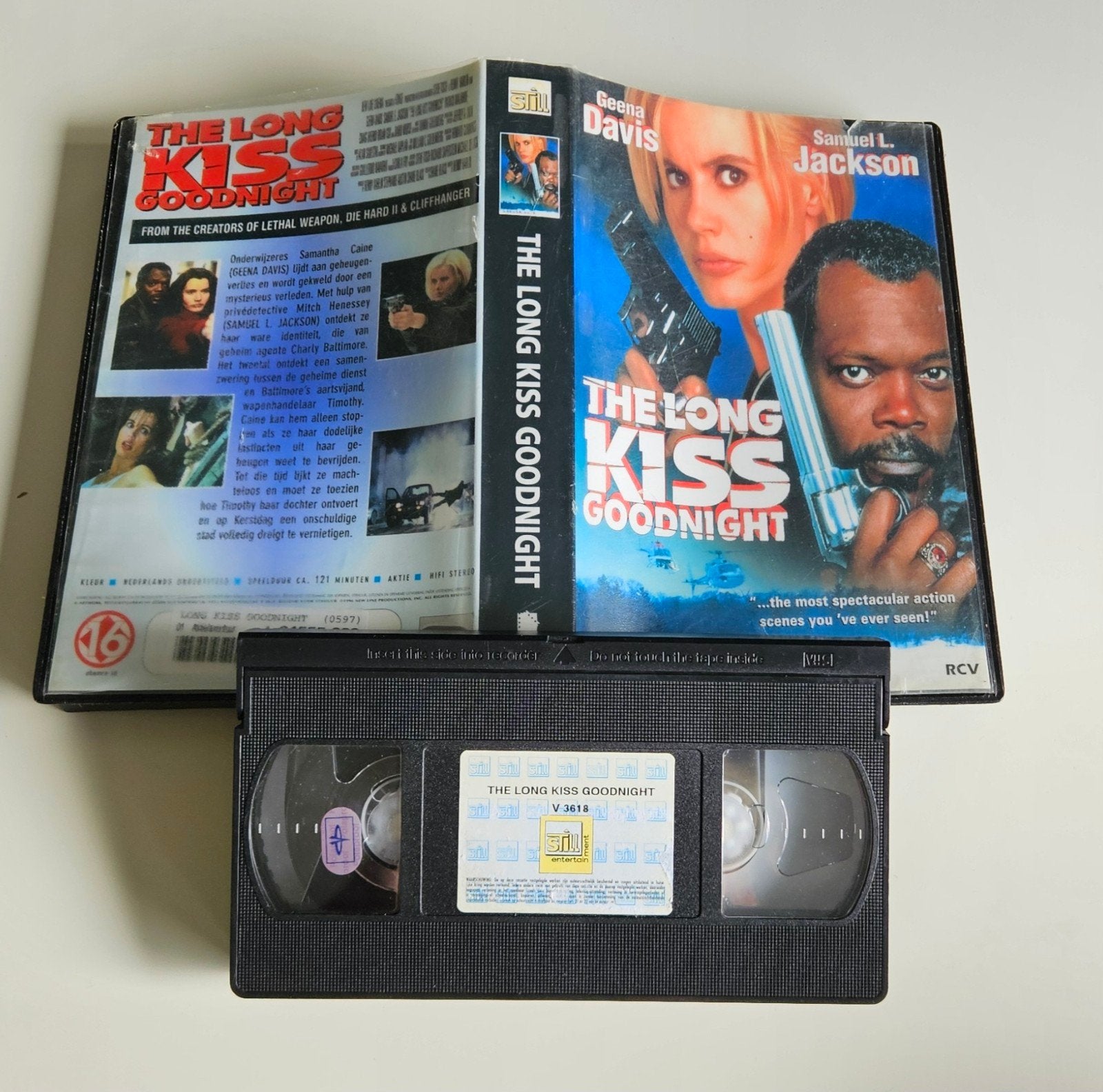 The Long Kiss Goodnight Ex-Rental VHS, Actie/Thriller, Nederlands ondertiteld, Gebruikt, Vanaf 16 jaar, Verzenden