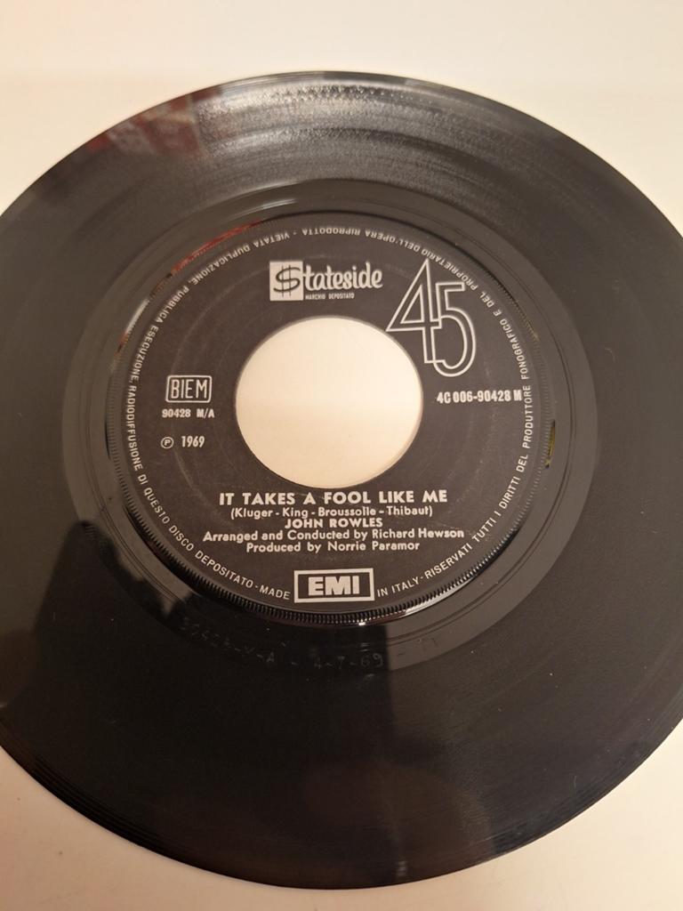 John Rowles - It takes a fool like me, 1969., Cd's en Dvd's, Verzenden, 1960 - 1969, 7 inch
