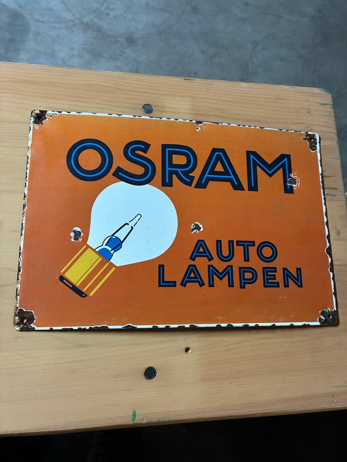 Osram Autolampen Reclame Emaille Bord - Vintage, Ophalen of Verzenden