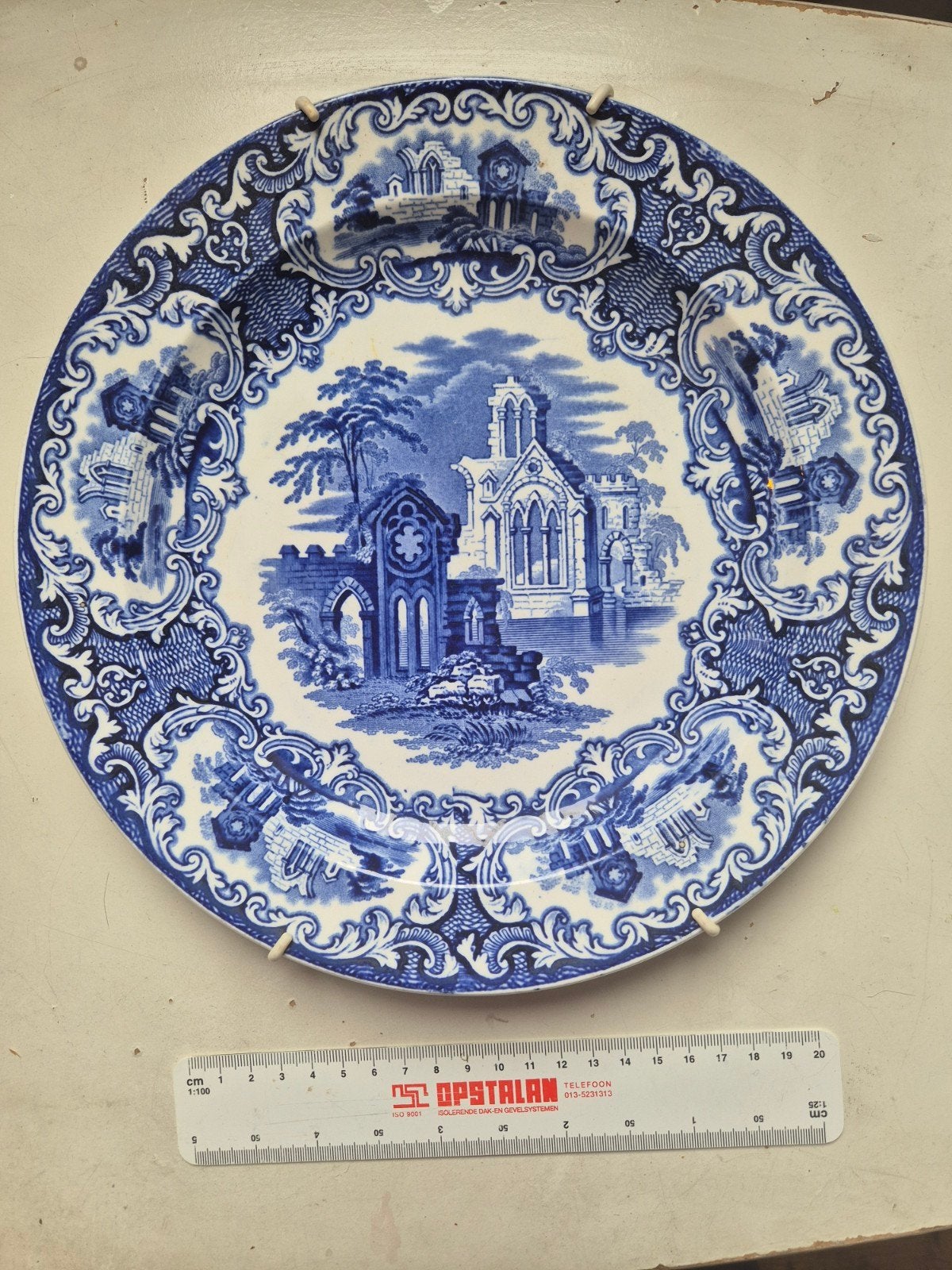 Antiek Sierbord Abbey P. Regout Maastricht - Blauw/Wit, Ophalen