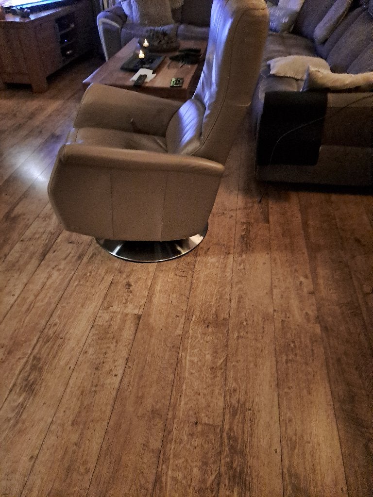 Relaxstoel beige, Ophalen, Gebruikt, Minder dan 75 cm, Leer
