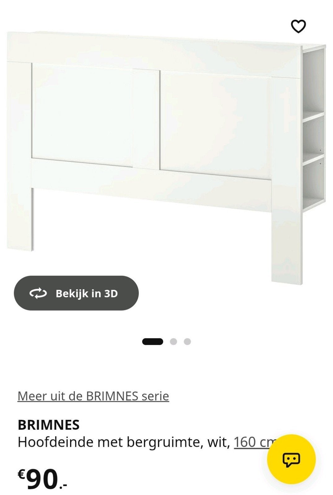 IKEA Brimnes hoofdeinde met bergruimte, wit, 160 cm, Overige materialen, Wit, Tweepersoons, Ophalen of Verzenden
