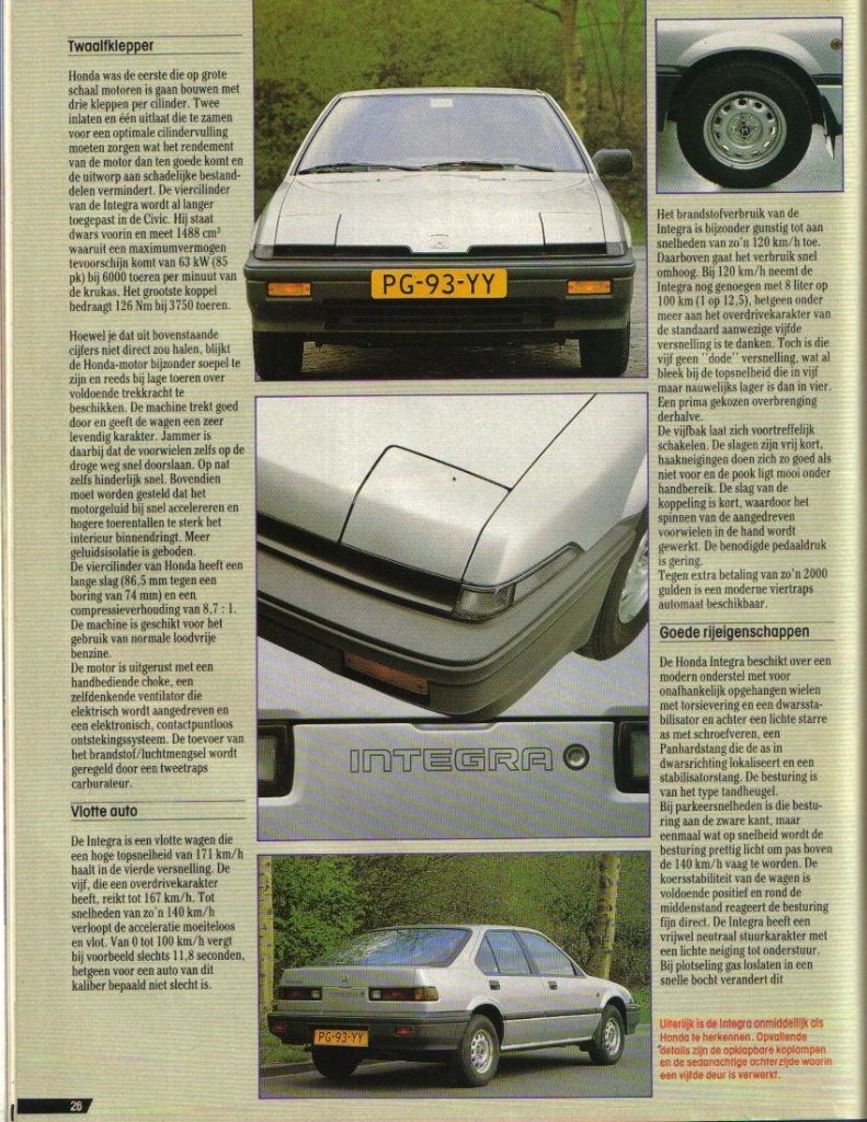 Autokampioen test Honda Integra 1.5 Luxe Juni 1986, Ophalen of Verzenden, Gelezen, Honda
