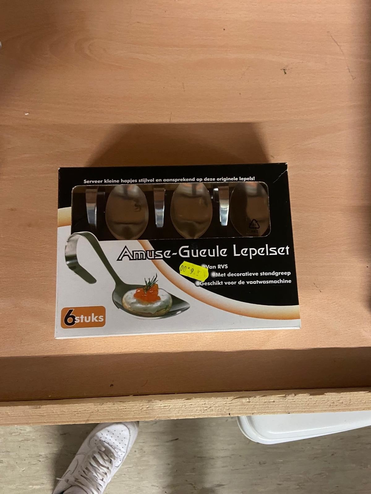 Amuse-Gueule Lepelset - 6 RVS lepels met standgreep, Nieuw, Ophalen of Verzenden, Rvs of Chroom, Overige merken