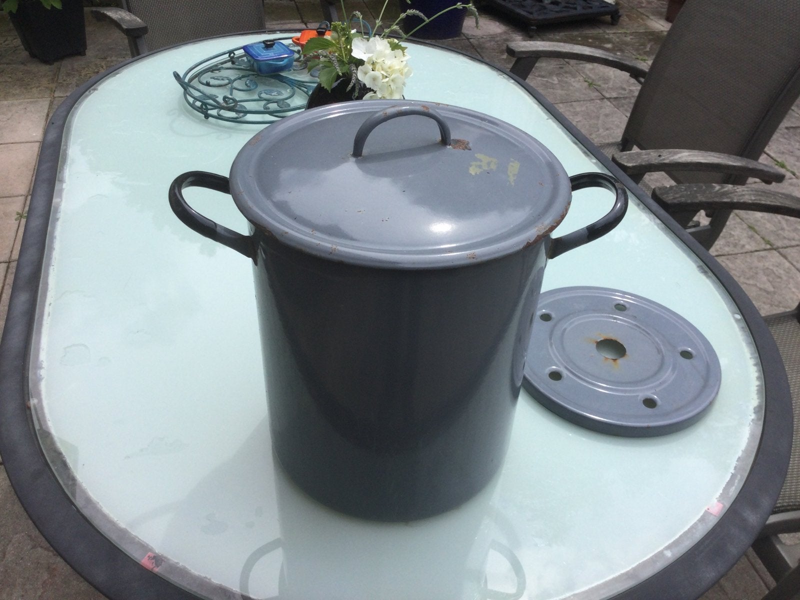Geëmailleerde weck ketel 26x32 cm hoog ca. 15L, Ophalen, Gebruikt