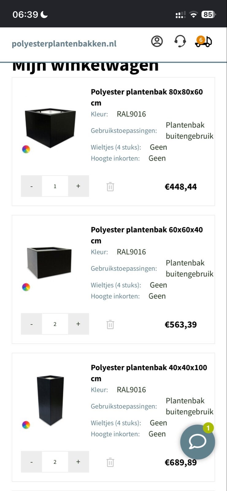 Grote polyester plantenbakken met Japanse Esdoo, Ophalen, Kunststof, Gebruikt, 100 cm of meer