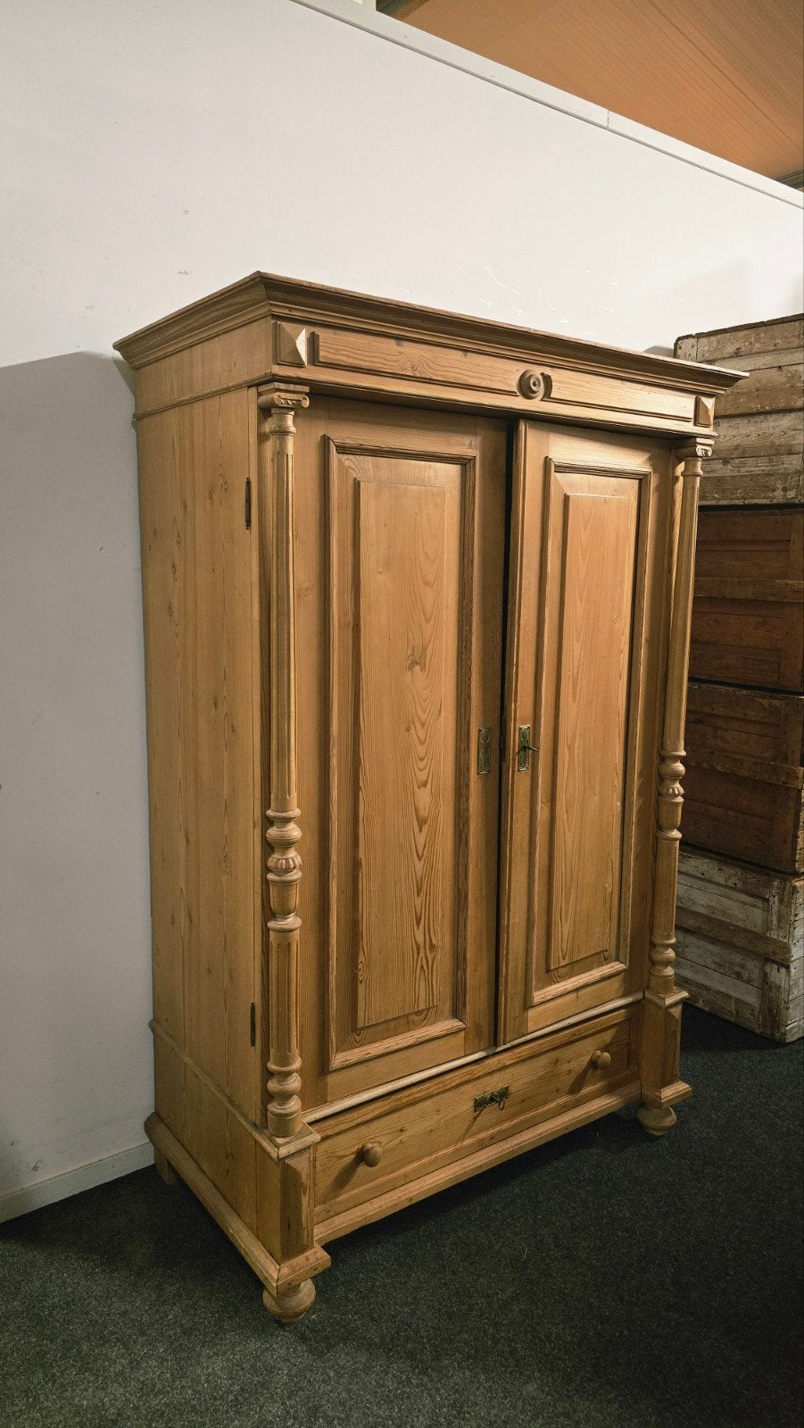 Antiek Grenen Houten Kledingkast uit voorraad leverbaar!, Ophalen of Verzenden