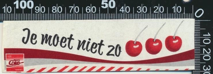 Sticker: Coca Cola - Cherry Coke - Je moet niet zo, Ophalen of Verzenden, Zo goed als nieuw, Bedrijf of Vereniging