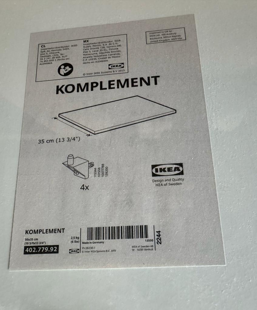 2x IKEA KOMPLEMENT Plank 50x35 cm, Huis en Inrichting, Kasten | Boekenkasten, Ophalen, Met plank(en), Nieuw, 50 tot 100 cm