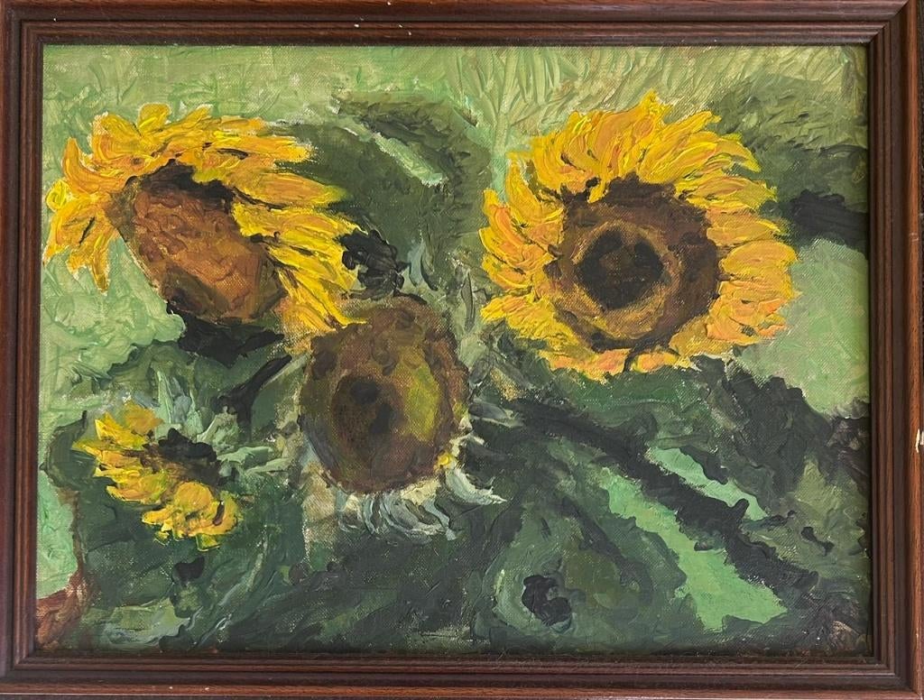 Schilderij met zonnebloemen, Antiek en Kunst, Kunst | Schilderijen | Klassiek, Ophalen of Verzenden
