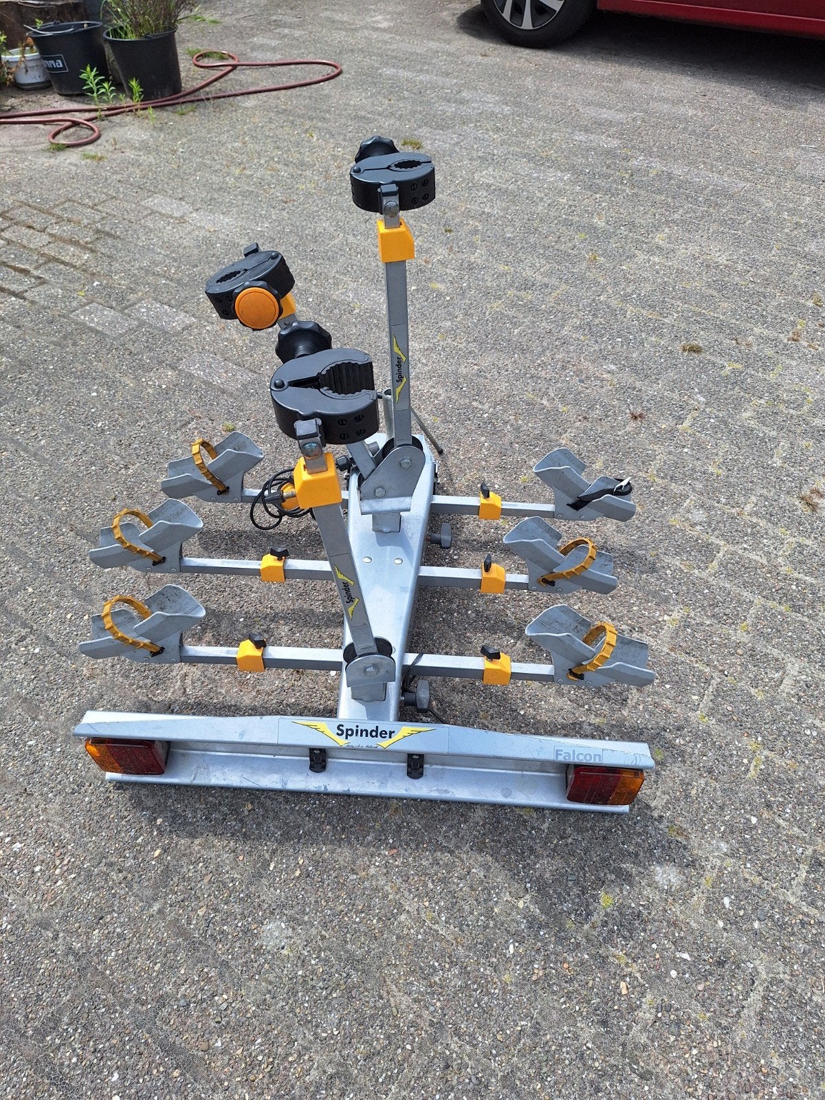 Spinder Falcon trekhaak fietsendrager, 3 fietsen, kantelbaar, Ophalen, 3 fietsen of meer, Gebruikt, Trekhaakdrager