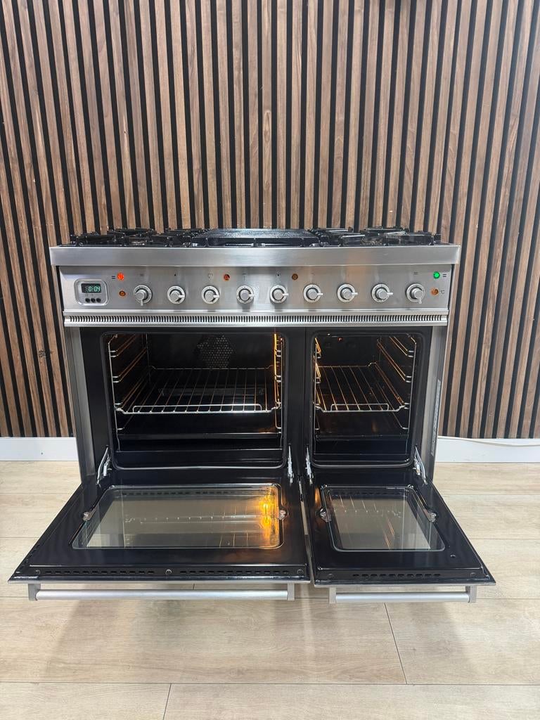 Mooie Rvs Boretti Gasfornuis 90 cm (Gratis bezorgen), 5258sh, Hete lucht, 60 cm of meer, Ophalen of Verzenden
