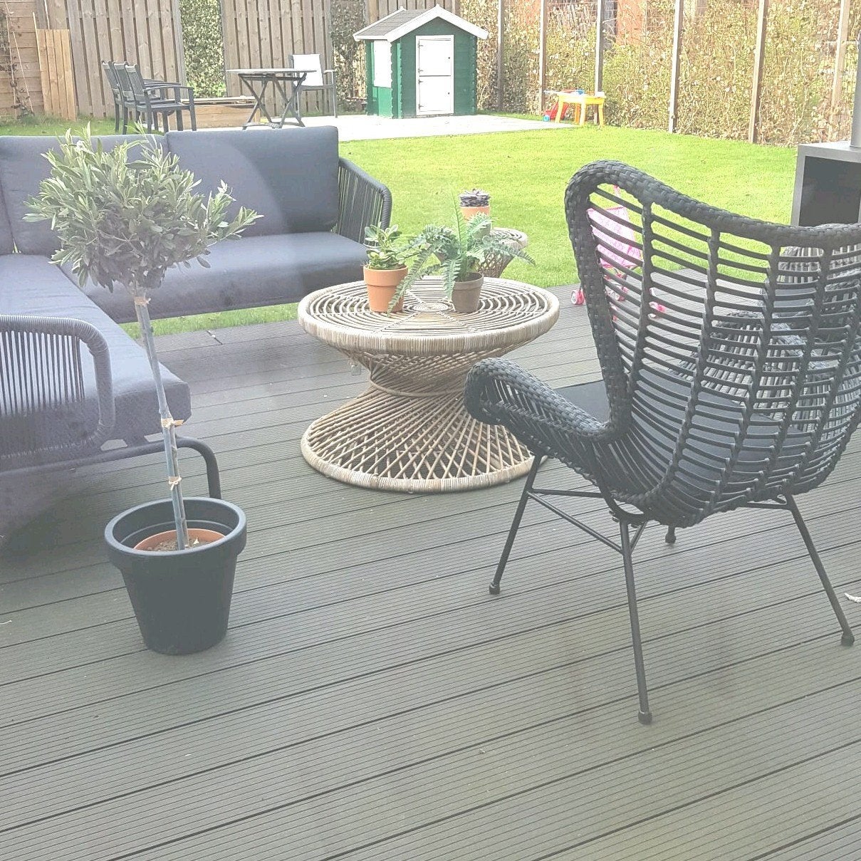 Ca. 21 m² Antraciet Duowood Composiet Terrasplanken met clip, Ophalen, Gebruikt, Composiet