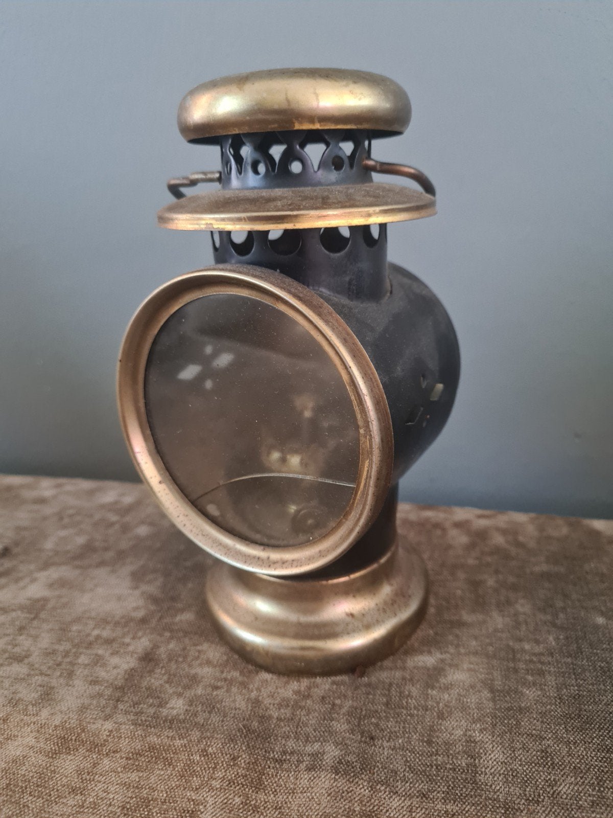 Antieke koetslamp - messing en metaal, Ophalen