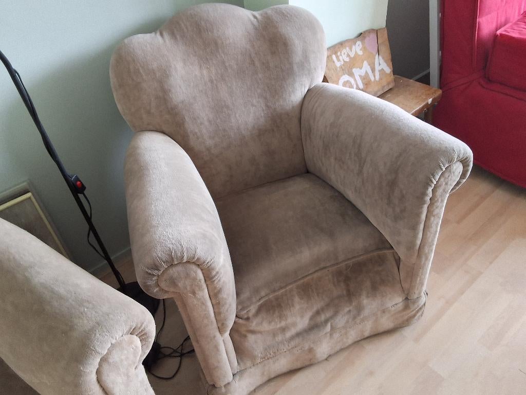 2 bergere fauteuils beige., Ophalen, Gebruikt, 75 tot 100 cm, Bergere
